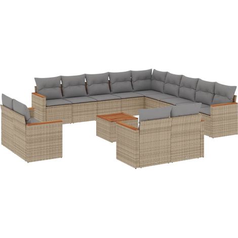 Maison Exclusive - Set sofás jardín 14 pzas y cojines ratán sinté (1/5)