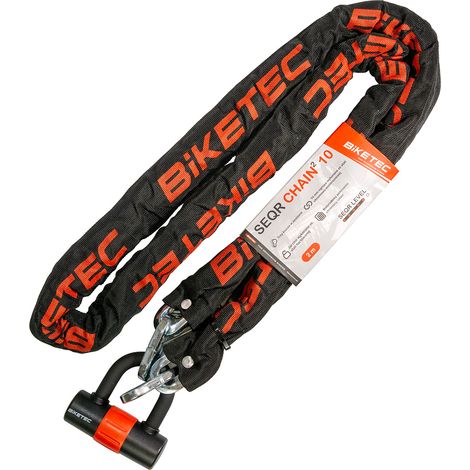 Cadena Biketec Seqr CP 2M con candado, 3 llaves y ojal de 10 mm.