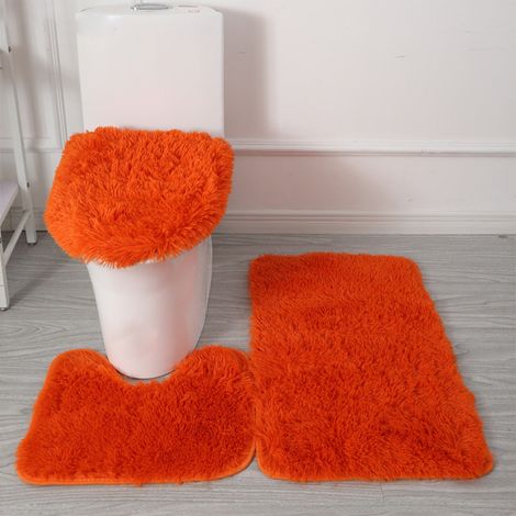 Tapis De Salle De Bain - 3 Pièces - Polyester - Non Glissant PVC - Absorbant Chenille - Pour Baignoire Douche Lavabo - 50x80 cm 50x45 cm 50x40 cm (1/5)