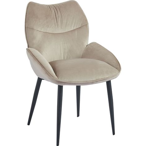 Lot de 2 chaises en velours Taupe LOHA pied métal noir (1/5)