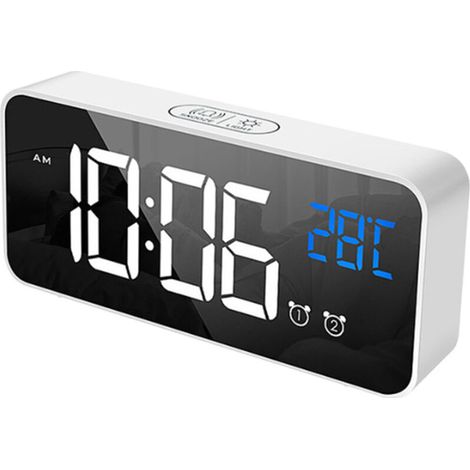Réveil Électronique avec Port USB - 2 Alarmes Programmables, Snooze, Affichage 12/24H Réglable - Pour Chambre