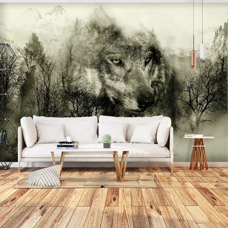 Papier peint prédateur de montagne beige - 150 x 105 cm (1/4)