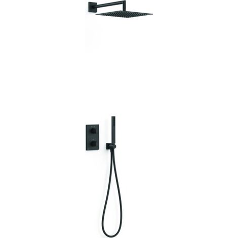 Kit robinet thermostatique encastré 2 voies pour douche Therm-box Noir mat - TRES 21135004NM