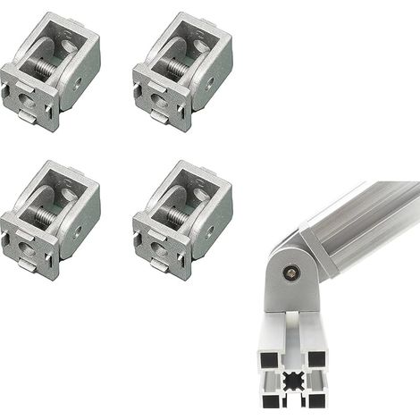 4 Pièces Connecteurs d'angle, connecteur réglable en profilé en aluminium en alliage de zinc, charnière en alliage de zinc 180°, pour Eu-Standard 2020, profilé aluminium articulé