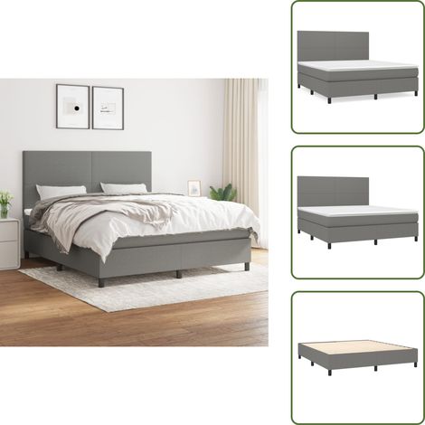 Boxspringbett mit Matratze Dunkelgrau 160x200 cm Stoff - Boxspringbett - Doppelbett - Bettenrahmen - Matratze - Schlafsystem (1/5)