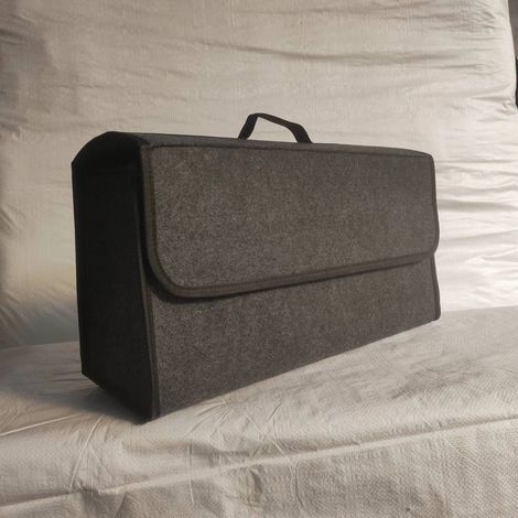 Kofferraum Organizer - Kofferraum Organizer aus Filz mit Klettverschluss - Faltbar und extra stabil - Wasserfest - Kofferraumtasche aus Filz für Ordnung im Auto