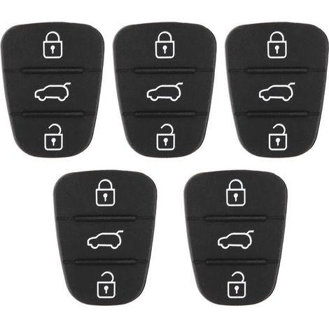 Clé de voiture, remplacement du bouton de clé de voiture, 5 pièces de coque de clé en caoutchouc 3 boutons pour Hyundai, pour Kia (sans lettre) (1/3)