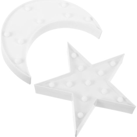 2 pièces Lampe Lune et Étoile LED Veilleuse Décorative (1/5)