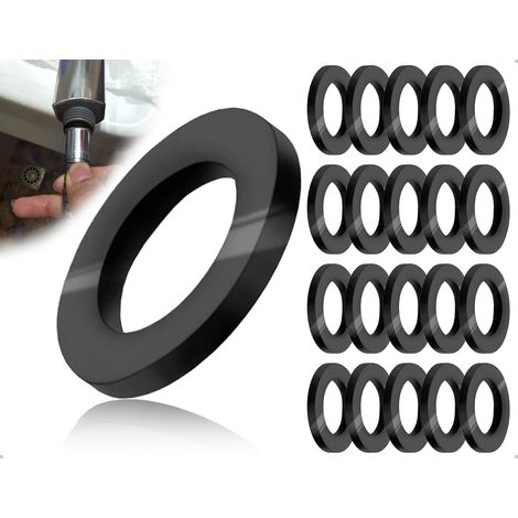Lot de 20 Rondelles pour Flexible de Douche, Joints d'Étanchéité pour Robinetterie, Joint d'Étanchéité pour Pommeau de Douche, pour Robinets (Rond, Noir) (1/5)