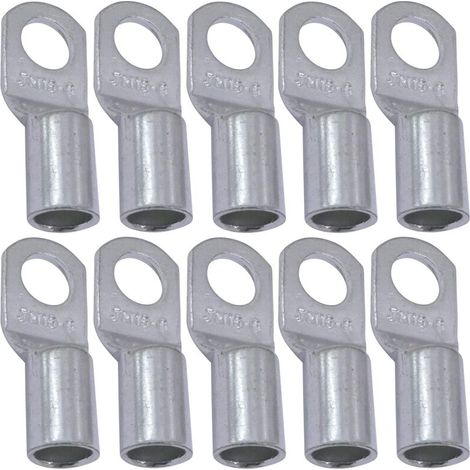 Packung mit 10 Rohrringklemmen – Ø 6 mm – Unisoliert für 16 mm² Leiter – Kupferlegierung – Sichere Klemmung