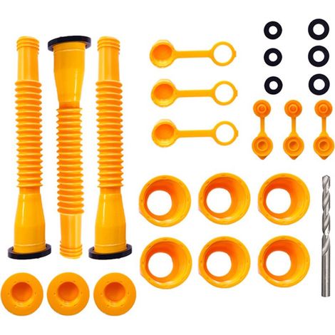 Kit de remplacement de bec verseur pour bidon d'essence, ensemble de buses anti-déversement avec foret pour la plupart des bidons de 1/2/5/10 gallons (kit de 3 jaunes) (1/5)