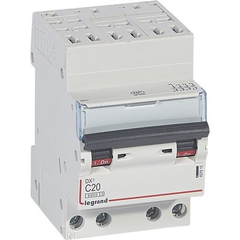 disjoncteur 20a 10ka courbe c tétrapolaire legrand dx3 auto / vis - 3 modules