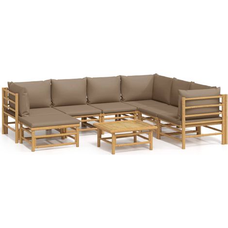 Maison Exclusive - Set Salotto da Giardino 8pz con Cuscini Tortora Bambù