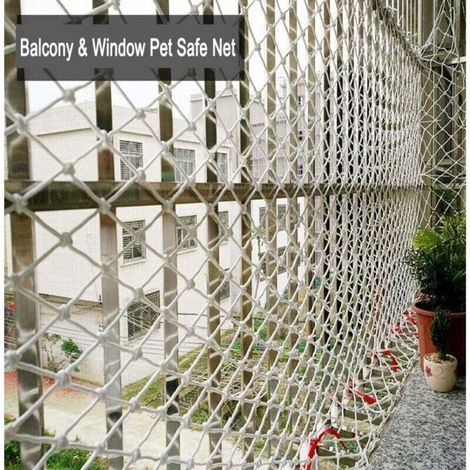 3Mx2M Filet de Protection Balcon Escalier Terrasse Pour Chats Enfants Sécurité Maille 5CM Avec 100pcs Serre Cable Plastique (1/3)