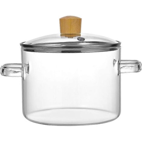 Casseroles en verre pour la cuisson sur la cuisinière, 1,6 L, transparentes, avec couvercle, pour mijoter et utiliser sur la plaque de cuisson. (1/5)