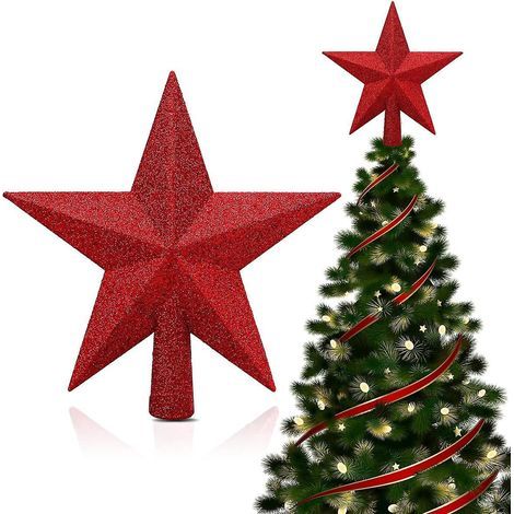 nol Decoration Topper Star Treetop(rouge), Toile Pointes Arbre De Nol, Topper Arbre Nol Paillette, L'toile Pour Arbre De Nol, Topper De Sapin De N (1/5)