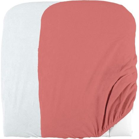 DOMIVA Set di 2 Fodere per Materasso Cambio - Spugna Polikotton - Oeko-Tex - Bianco/Terracotta - 50 x 75 cm (1/4)