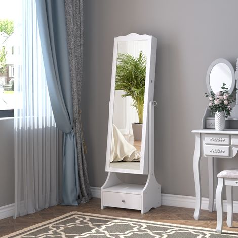 Boîte à bijoux LED Armoire à bijoux - avec miroir - avec tiroir Base de tiroir Organisateur de bijoux et accessoires 45x36x150 cm