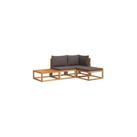 Salon de jardin avec coussins 4 pcs bois d'acacia massif (1/5)