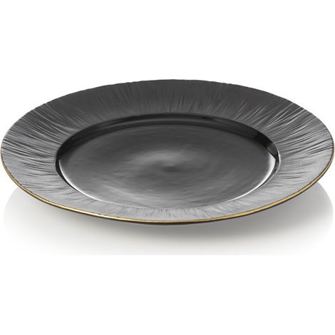 Assiette plate Ø 27 cm noir bord doré MAYA KURO - Was Germany