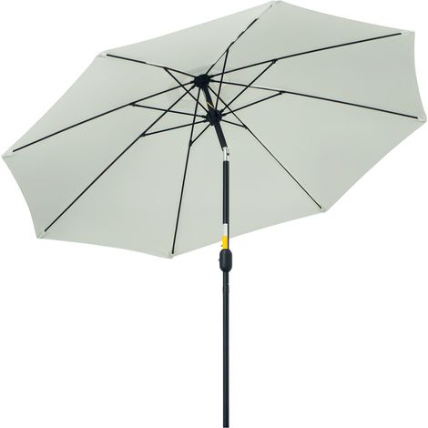 Sonnenschirm Jardin 2,65 x 2,65 m – neigbar 3 Positionen, Kurbeln 8 baleines Aluminium Toile Polyester 180 g/m² – Crème