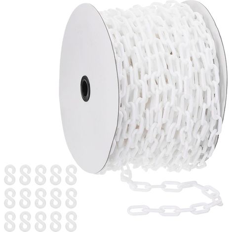 Chaîne plastique blanche, 164 pieds 6mm Chaîne sécurité Barrière plastique longue pour le contrôle foule, parking, portail, concert, décoration chantier construction (1/5)