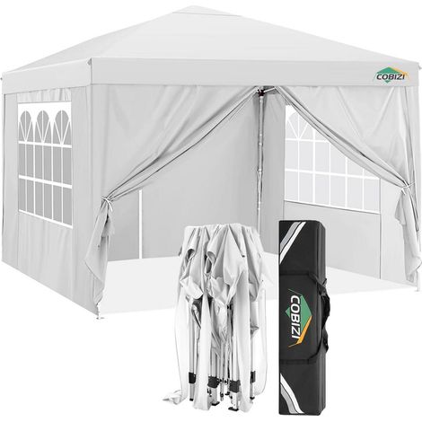Faltpavillon 3x3m mit 6 Seitenwänden, wasserdicht, weiß (1/5)