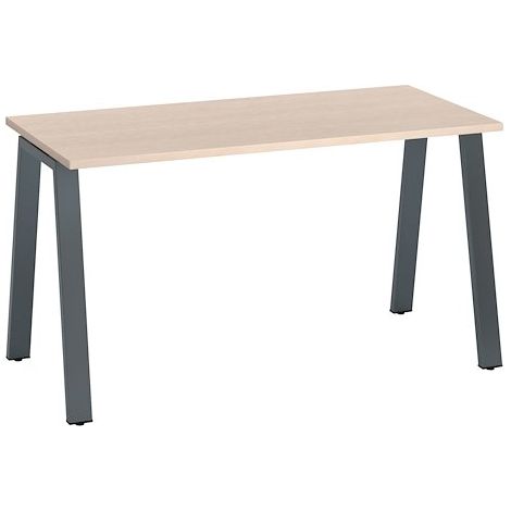 Bureau droit individuel chêne clair 140 x 60 cm, piétement métal anthracite - Arch - Maxiburo (1/4)