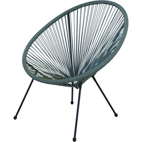 Sedia Relax Con Seduta A Corde In Polyrattan - colore: grigio - cm.70x69x81h. - peso kg.5,4