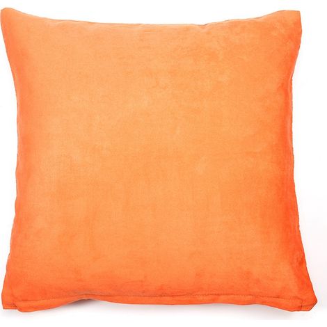Housse de coussin en toile de coton de couleur unie, décoration de maison, taie d'oreiller pour salon (Orange) (1/5)