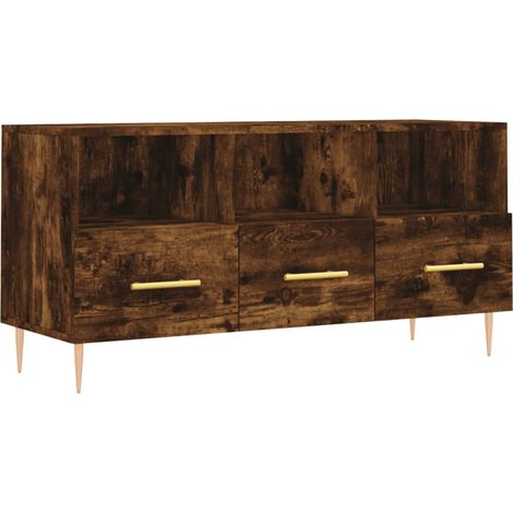Mobile TV multimediale scaffale per televisione televisione buffet sala da pranzo soggiorno camera da letto rovere affumicato 102 x 36 x 50 cm derivati del legno marrone 020027301