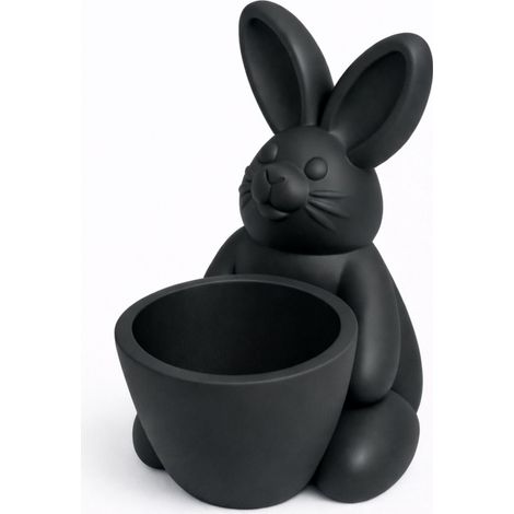 Coniglio nero decorativo per Pasqua con ciotola portagioie