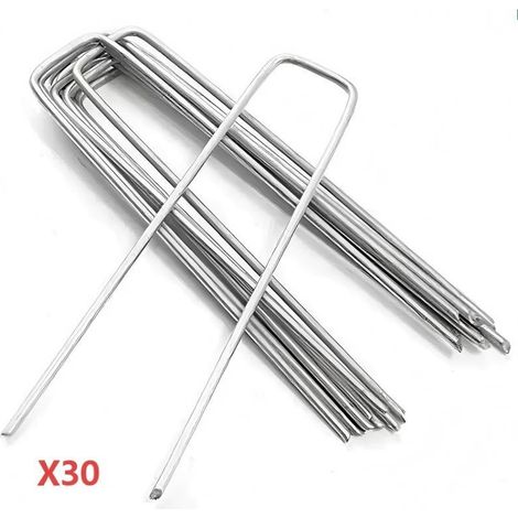Ensemble de 30 agrafes en U en acier inoxydable de 2,5 mm, pinces pour fixer la bâche, pour toile de couverture, toile de jardin, tente, piquets métalliques de jardin en extérieur (1/5)
