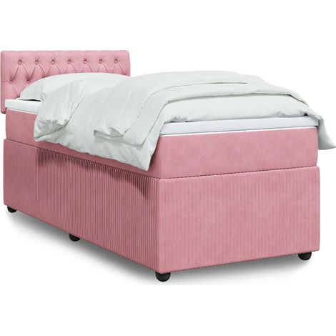 Boxspringbett mit Matratze Rosa 90x190 cm Samt