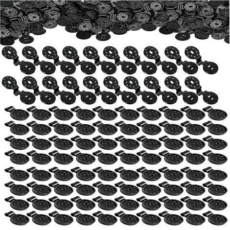 Lot de 100 clips en plastique avec œillet pour filet d'ombrage - Clips de fixation pour filet d'ombrage - Tissu coupe-vent - Filet de protection - Noir (1/4)