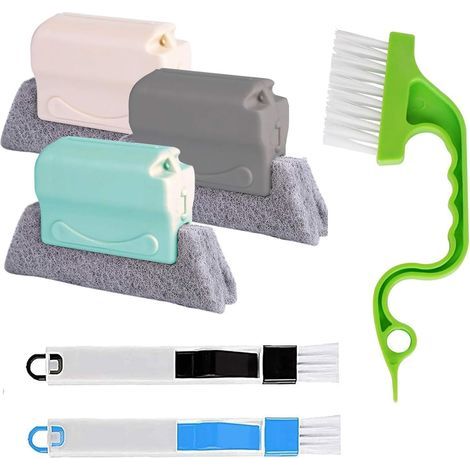 Lot de 6 brosses de nettoyage pour rainures de fenêtre - Outil de nettoyage en profondeur pour porte coulissante, volet roulant, climatisation, salle de bain/douche (1/5)