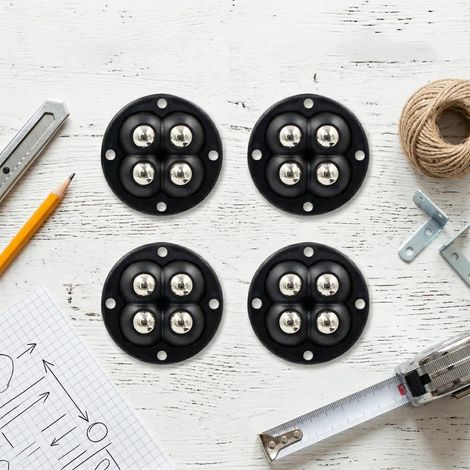 Lot de 12 roulettes pour meubles en acier inoxydable, roulettes pour meubles auto-adhésives, petites roulettes plates rotatives à 360 degrés (1/4)