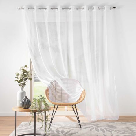 Voilage grande largeur 300 x 240 cm – Voile sablé 100% polyester – Œillets métalliques – Pour grandes baies vitrées – Cdaffaires (1/5)