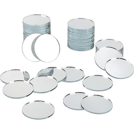 200 Pièces 2cm Tuiles de Miroir Auto-adhésives Carreaux de Mosaïque Décoratifs Ronds Plats Stickers Muraux pour la Décoration de la Maison Fabrication Artisanale (Argent) (1/5)