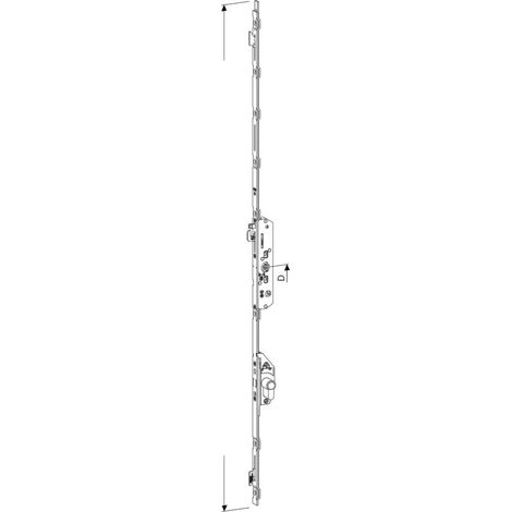 Ferco – Crémone alu Slide Lock – Têtière F2 – Épaisseur 16 mm – Barillet inclus – Dimensions 1500 mm x 700 mm – Pour installations extérieures