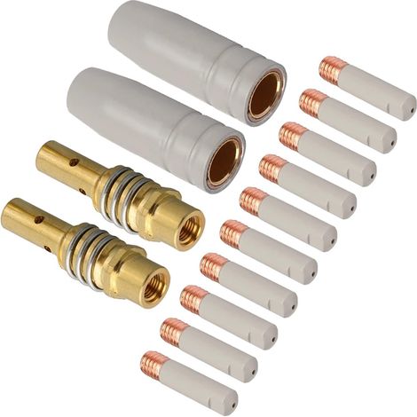 Buse de gaz avec buse de contact avec revêtement, support de buse de protection pour torche de soudage MIG MAG AK15 MB15 pièces de rechange diffuseur de gaz 8 mm 0,030" buse conductrice (1/5)
