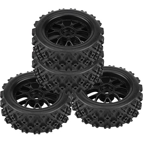 4 Pneus en Caoutchouc Noir pour Voiture RC 1:10, Jantes et Pneus Off-road Racing - 4 Pièces (1/5)