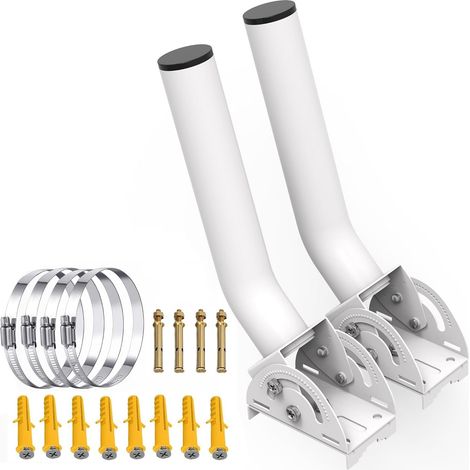 Lot de 2 supports universels réglables pour antenne TV de 27,9 cm Résistants aux intempéries Support de pont sans fil pour point d'accès AP Pont client CPE Support extérieur pour poteau (1/5)