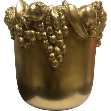 VASO DI CERAMICA CON FRUTTA, 25X25X25 CM, ORO