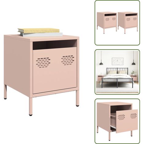 Nachttische 2 Stk. Rosa 35x39x43,5 cm Stahl - Nachttisch - Nachttische - Schrank - Nachtschrank (1/5)