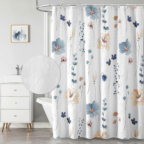 Rideau de douche imperméable à motif papillon et fleurs, petit format, 180 x 180 cm (1/5)