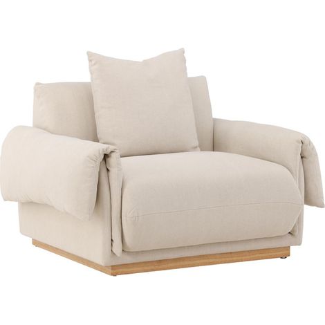 Fauteuil Design Effet Lin "Mollosund" 118cm Beige (1/5)
