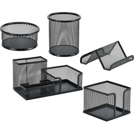 1 Schreibtisch-Organizer-Set aus Metall, 3 Fächer, Stiftehalter, Visitenkartenhalter, Aufbewahrungsbox für Kleinteile, für den Arbeitsplatz (1/5)
