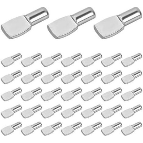 Packung mit 50 Regalträgern 5 mm, vernickelte löffelförmige Schrankbefestigungswinkel, vernickelte Metallplattenträger, für Schränke, Möbel, Küchenschränke, Regale - (1/5)