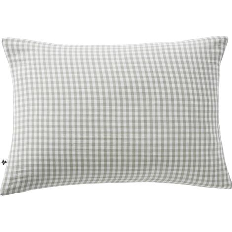 Taie d'oreiller gaze coton Vichy 50 x 70 cm eucalyptus (1/3)